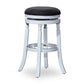 Opi 30 Inch Swivel Barstool Round Cushioned Seat Black Fabric White By Casagear Home BM314329