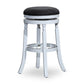 Opi 30 Inch Swivel Barstool Round Cushioned Seat Black Fabric White By Casagear Home BM314329