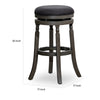 Opi 30 Inch Swivel Barstool, Round Cushioned Seat, Black Fabric, Gray By Casagear Home