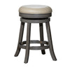 Opi 24 Inch Swivel Counter Stool, Beige Bonded Leather, Round, Gray Finish By Casagear Home