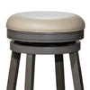 Opi 24 Inch Swivel Counter Stool, Beige Bonded Leather, Round, Gray Finish By Casagear Home