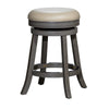 Opi 24 Inch Swivel Counter Stool, Beige Bonded Leather, Round, Gray Finish By Casagear Home