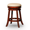 Opi 24 Inch Swivel Counter Stool, Beige Bonded Leather, Cherry Brown By Casagear Home