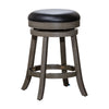 Opi 24 Inch Swivel Counter Stool, Black Bonded Leather, Weathered Gray By Casagear Home