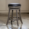 Opi 24 Inch Swivel Counter Stool, Black Bonded Leather, Weathered Gray By Casagear Home