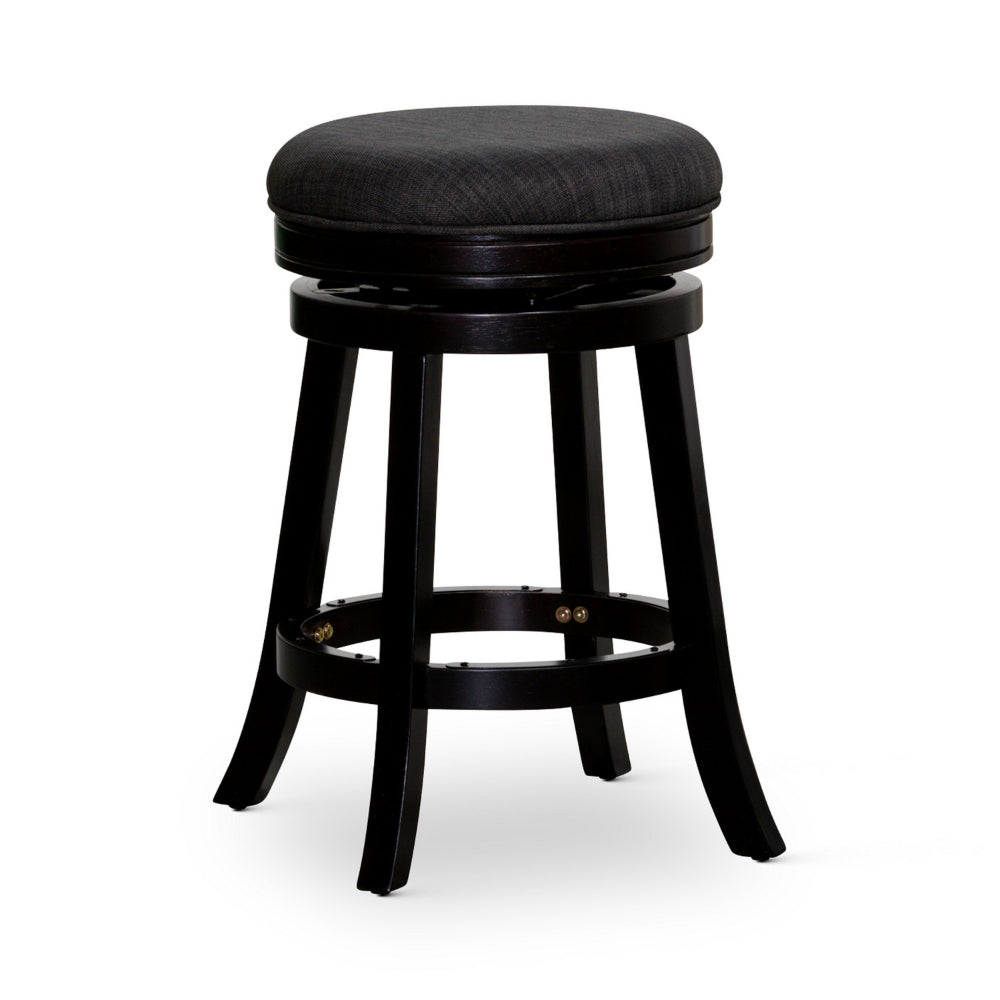 Opi 24 Inch Swivel Counter Stool, Charcoal Gray Polyester, Espresso Brown By Casagear Home
