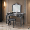 Fyn 60 Inch Vanity Desk Set with Matching Stool and Mirror Gray Solid Wood By Casagear Home BM314379