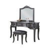 Fyn 60 Inch Vanity Desk Set with Matching Stool and Mirror Gray Solid Wood By Casagear Home BM314379