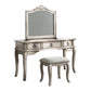 Fyn 60 Inch Vanity Desk Set with Stool and Mirror White Solid Wood By Casagear Home BM314381