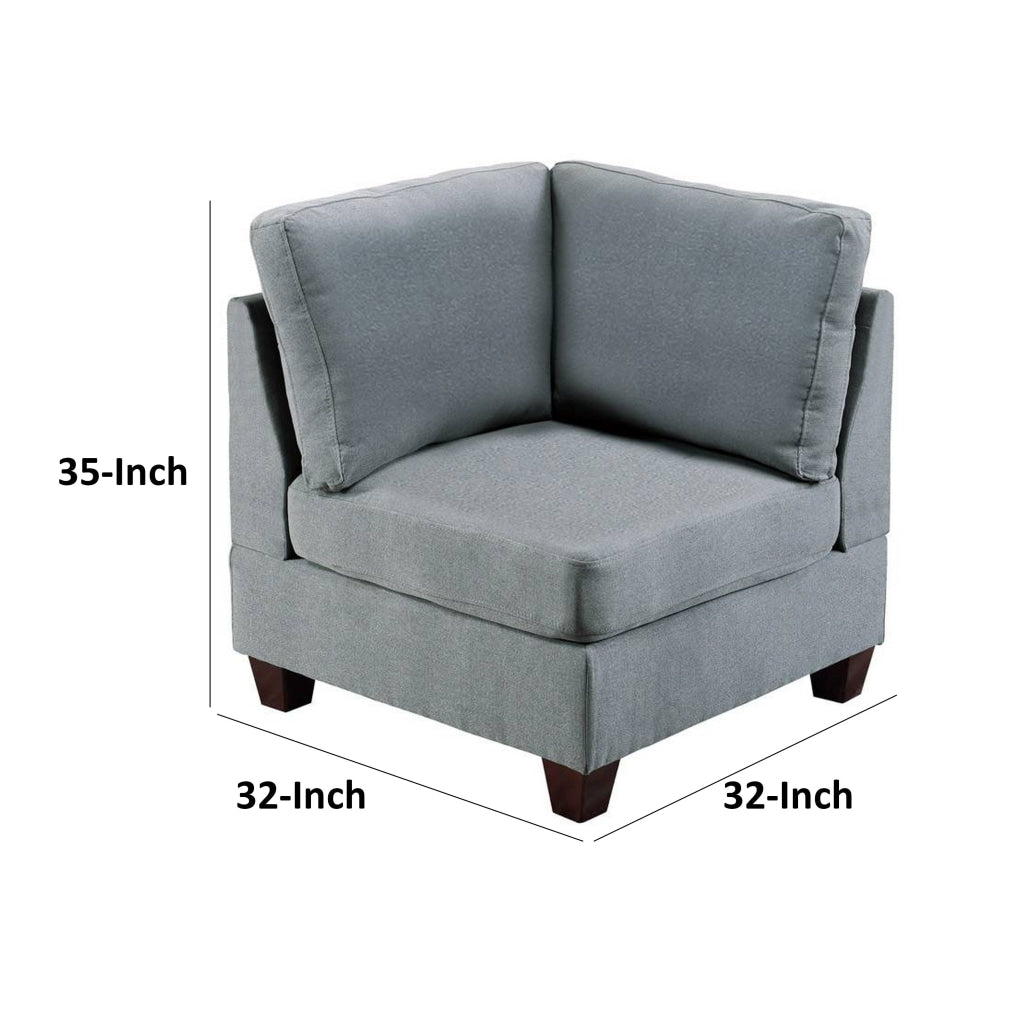 Remy 32 Inch Modular Corner Sofa Chair Soft Gray Chenille Solid Wood By Casagear Home BM314385