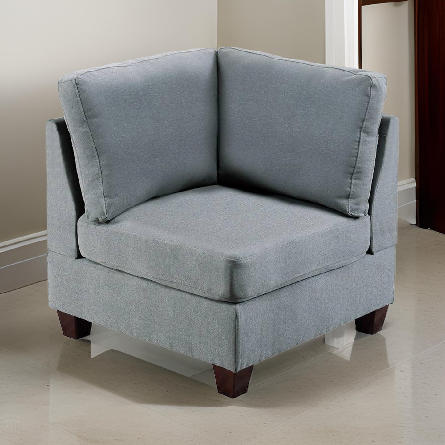 Remy 32 Inch Modular Corner Sofa Chair Soft Gray Chenille Solid Wood By Casagear Home BM314385