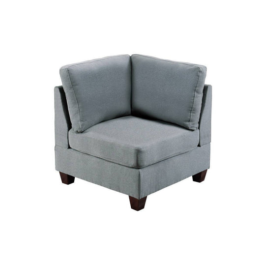 Remy 32 Inch Modular Corner Sofa Chair, Soft Gray Chenille, Solid Wood By Casagear Home