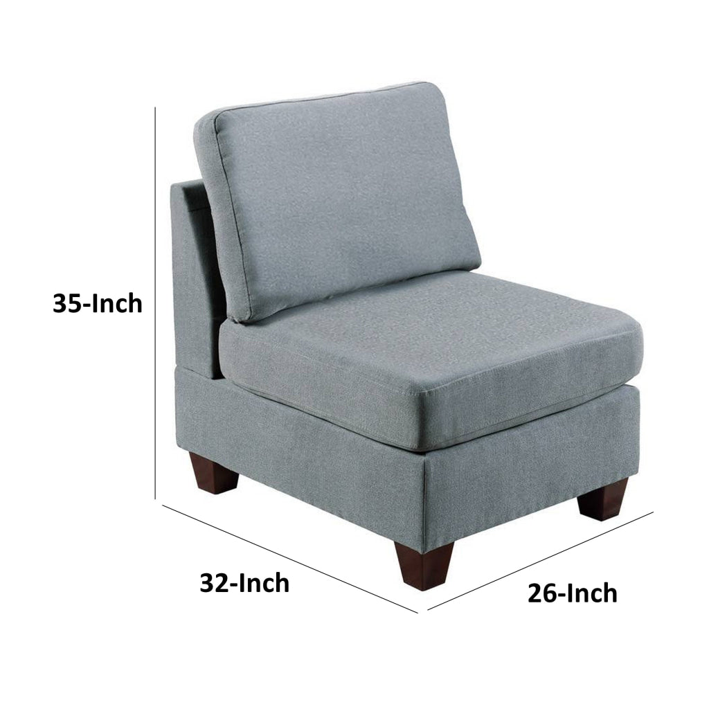 Remy 32 Inch Modular Armless Sofa Chair Soft Gray Chenille Solid Wood By Casagear Home BM314386