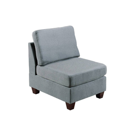 Remy 32 Inch Modular Armless Sofa Chair, Soft Gray Chenille, Solid Wood By Casagear Home