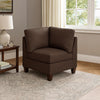 Remy 32 Inch Modular Corner Sofa Chair, Soft Brown Chenille, Solid Wood By Casagear Home