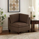 Remy 32 Inch Modular Corner Sofa Chair, Soft Brown Chenille, Solid Wood By Casagear Home