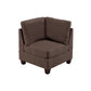 Remy 32 Inch Modular Corner Sofa Chair Soft Brown Chenille Solid Wood By Casagear Home BM314387