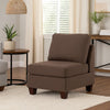 Remy 32 Inch Modular Armless Sofa Chair, Soft Brown Chenille, Solid Wood By Casagear Home