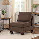Remy 32 Inch Modular Armless Sofa Chair, Soft Brown Chenille, Solid Wood By Casagear Home