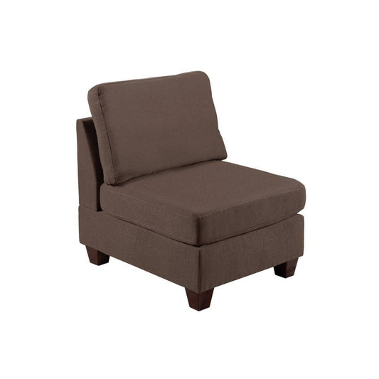 Remy 32 Inch Modular Armless Sofa Chair, Soft Brown Chenille, Solid Wood By Casagear Home