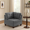 Lemy 32 Inch Modular Corner Sofa Chair, Tufted Gray Upholstery, Solid Wood By Casagear Home