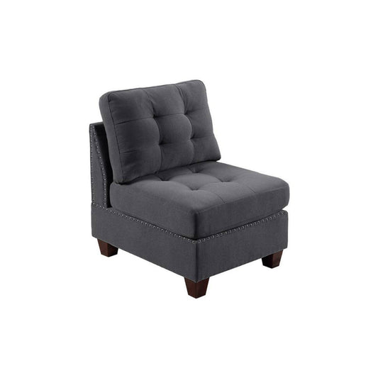Lemy 32 Inch Modular Armless Sofa Chair, Tufted Gray Upholstery, Solid Wood By Casagear Home