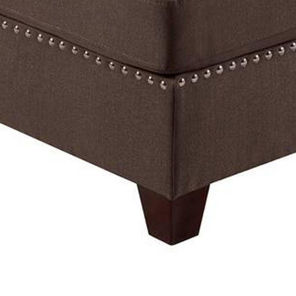 Lemy 32 Inch Modular Armless Sofa Chair, Tufted Brown Fabric, Solid Wood By Casagear Home