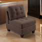 Lemy 32 Inch Modular Armless Sofa Chair Tufted Brown Fabric Solid Wood By Casagear Home BM314392