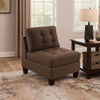 Lemy 32 Inch Modular Armless Sofa Chair, Tufted Brown Fabric, Solid Wood By Casagear Home