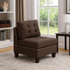 Lemy 32 Inch Modular Armless Sofa Chair, Tufted Brown Fabric, Solid Wood By Casagear Home