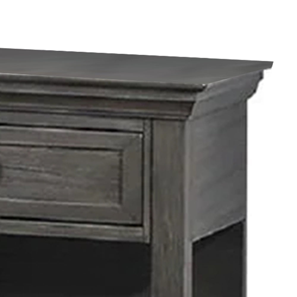 Zenny 26 Inch Nightstand with 1 Drawer, Open Lower Shelf, Gray Solid Wood By Casagear Home