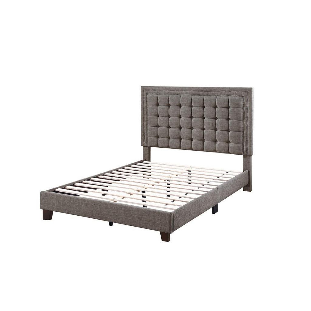 Ady California King Bed Tufted Upholstered Headboard Grayish Brown By Casagear Home BM314396