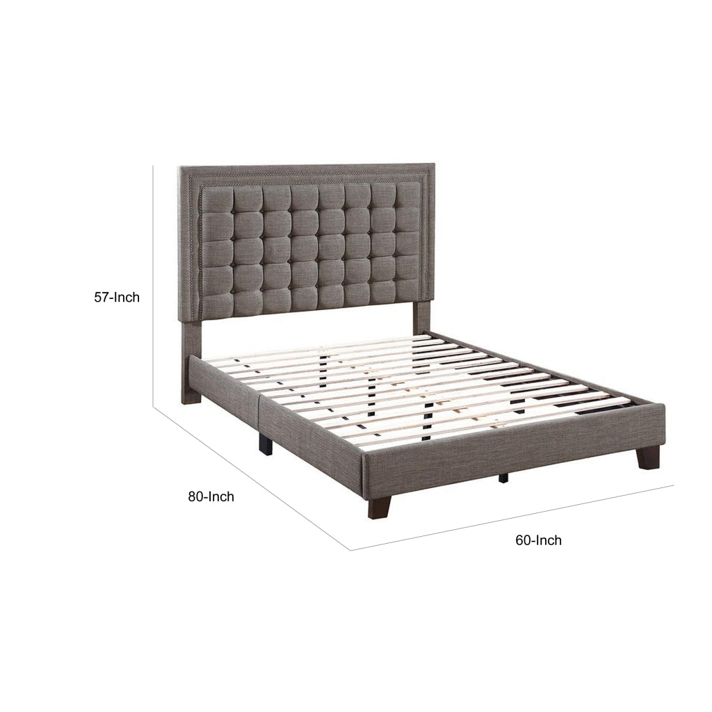 Ady California King Bed Tufted Upholstered Headboard Grayish Brown By Casagear Home BM314396