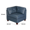 Samy 37 Inch Modular Corner Sofa Chair Padded Blue Faux Leather Wood By Casagear Home BM314402
