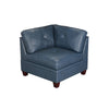 Samy 37 Inch Modular Corner Sofa Chair, Padded Blue Faux Leather, Wood By Casagear Home