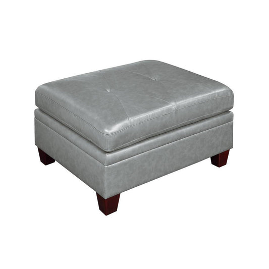 Samy 37 Inch Ottoman, Cushioned, Gray Faux Leather Upholstery, Wood By Casagear Home