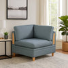 Gimy 37 Inch Modular Corner Sofa Chair, Gray Dorris Upholstery, Wood By Casagear Home