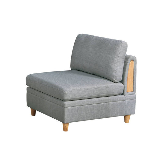 Gimy 37 Inch Modular Armless Sofa Chair, Light Gray Dorris Fabric, Wood By Casagear Home