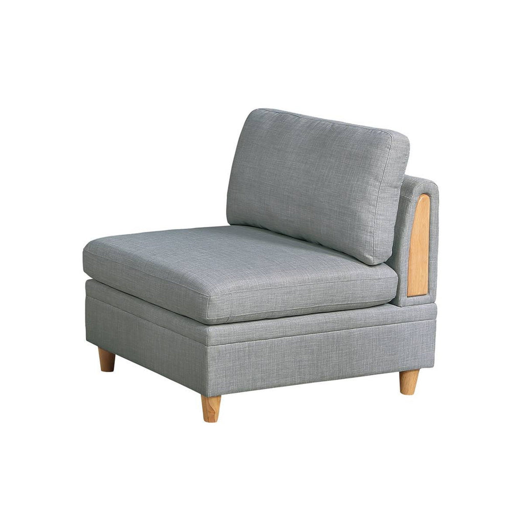 Gimy 37 Inch Modular Armless Sofa Chair Light Gray Dorris Fabric Wood By Casagear Home BM314410