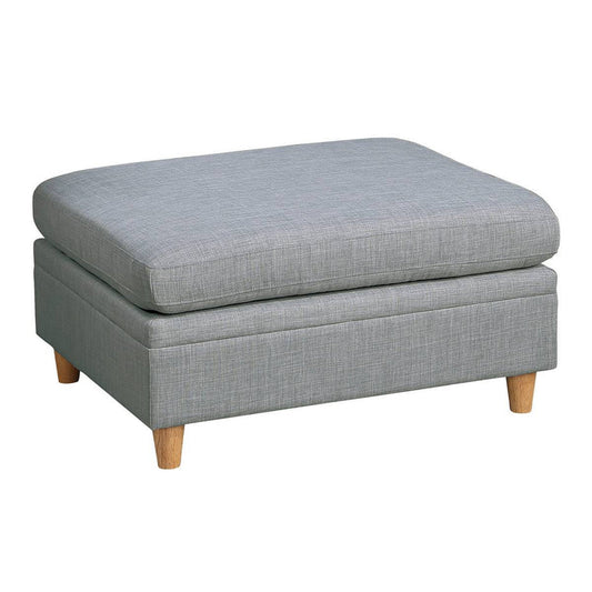 Gimy 37 Inch Ottoman, Cushioned Seat, Gray Dorris Upholstery, Solid Wood By Casagear Home