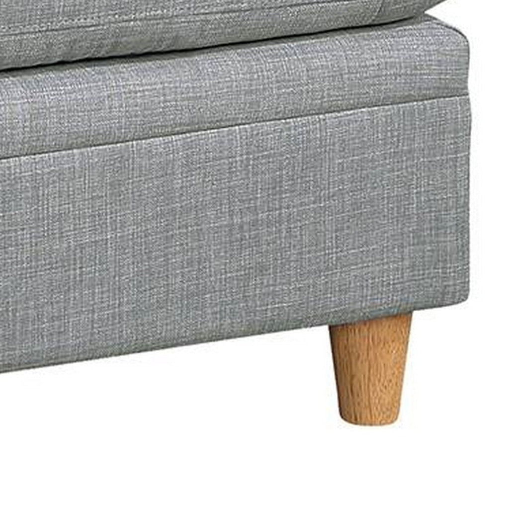 Gimy 37 Inch Ottoman Cushioned Seat Gray Dorris Upholstery Solid Wood By Casagear Home BM314411