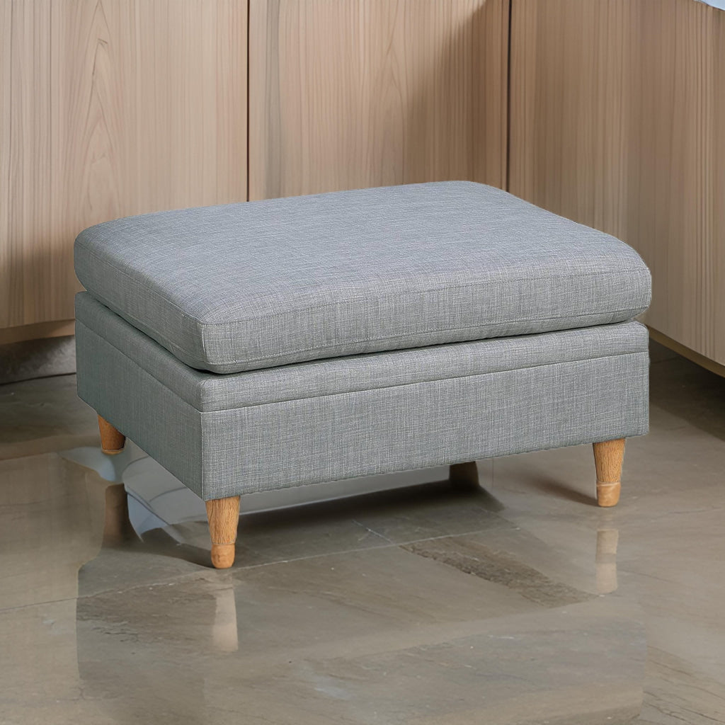 Gimy 37 Inch Ottoman Cushioned Seat Gray Dorris Upholstery Solid Wood By Casagear Home BM314411