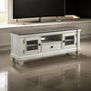 Rome 64 Inch TV Media Entertainment Console White Brown Solid Wood By Casagear Home BM314414