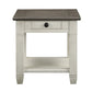 Rome 26 Inch Side End Table Square 1 Drawer Brown White Solid Wood By Casagear Home BM314419