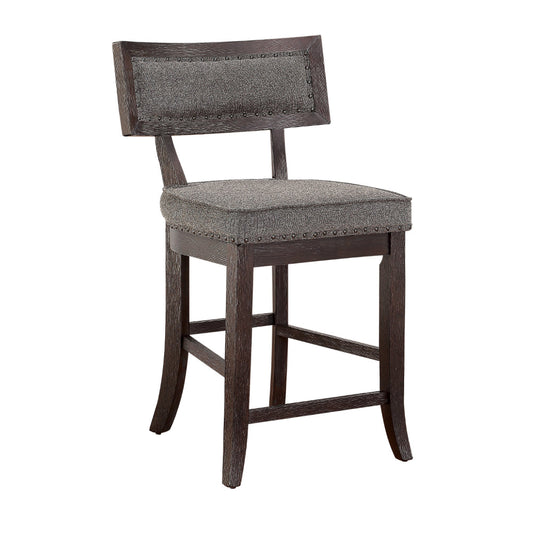 Shan 25 Inch Counter Height Chair, Nailhead Trim, Brown Wood, Set of 2 By Casagear Home