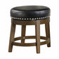 Bara 20 Inch Swivel Dining Stool Round Faux Leather Brown Set of 2 By Casagear Home BM314421