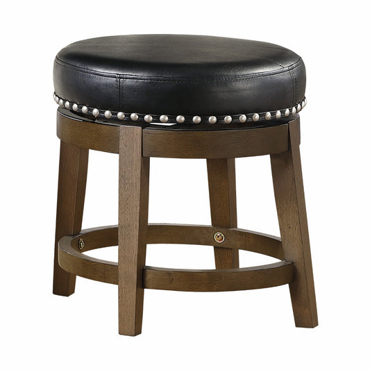 Bara 20 Inch Swivel Dining Stool, Round Faux Leather, Brown, Set of 2 By Casagear Home