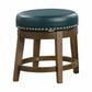 Bara 20 Inch Swivel Dining Stool Green Round Faux Leather Set of 2 By Casagear Home BM314422