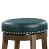 Bara 20 Inch Swivel Dining Stool Green Round Faux Leather Set of 2 By Casagear Home BM314422