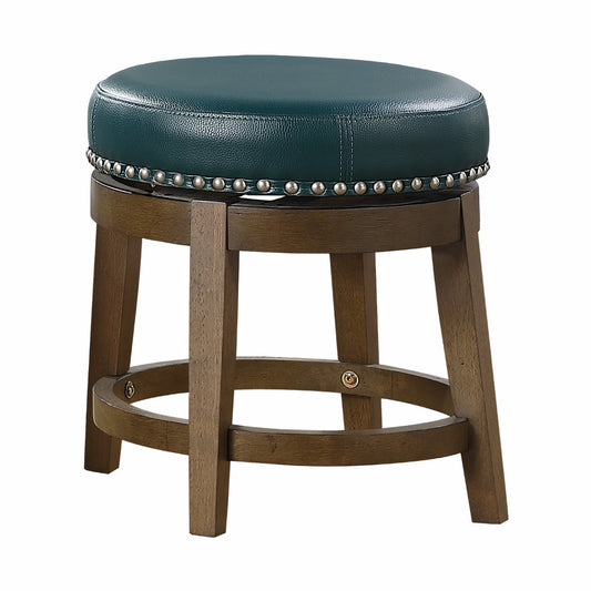 Bara 20 Inch Swivel Dining Stool, Green Round Faux Leather, Set of 2 By Casagear Home